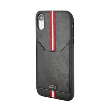 Svart/Rød iPhone XR deksel med kortholder