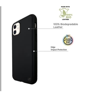 Miljøvennlig ekte lær iPhone 11 deksel - Black