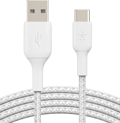 Belkin BOOST CHARGE USB-C til USB-A flettet kabel 2 m (hvit)