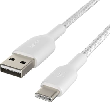 Belkin BOOST CHARGE USB-C til USB-A flettet kabel 2 m (hvit)