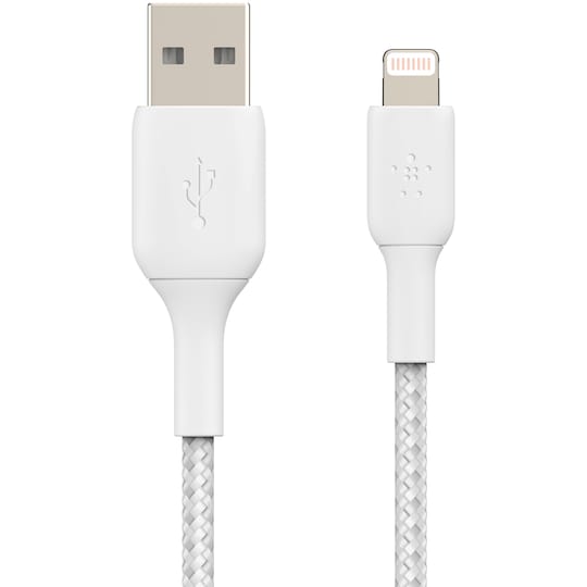 Belkin BOOST CHARGE Lightning til USB-A flettet kabel 2 m (hvit)