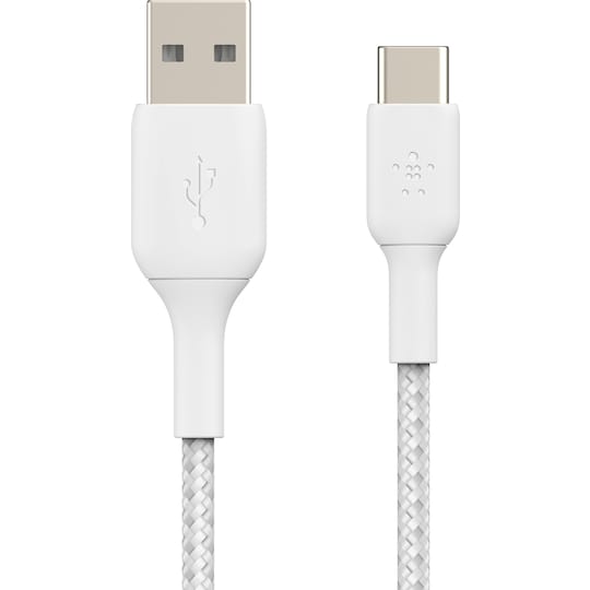 Belkin BOOST CHARGE USB-C til USB-A flettet kabel 2 m (hvit)