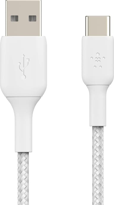 Belkin BOOST CHARGE USB-C til USB-A flettet kabel 2 m (hvit)