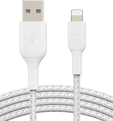 Belkin BOOST CHARGE Lightning til USB-A flettet kabel 2 m (hvit)