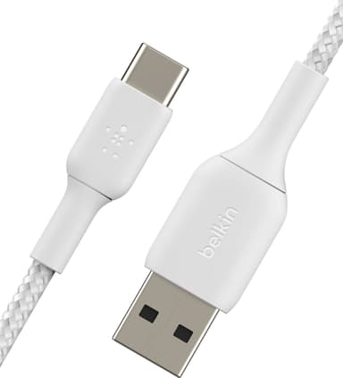 Belkin BOOST CHARGE USB-C til USB-A flettet kabel 2 m (hvit)