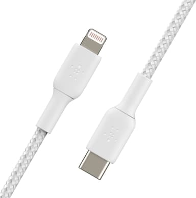 Belkin BOOST↑CHARGE USB-C til Lightning flettet kabel 2 m (hvit)