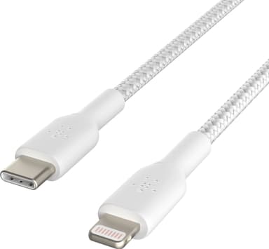 Belkin BOOST↑CHARGE USB-C til Lightning flettet kabel 2 m (hvit)