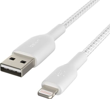 Belkin BOOST CHARGE Lightning til USB-A flettet kabel 2 m (hvit)