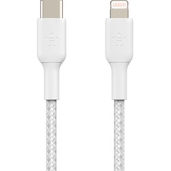Belkin BOOST↑CHARGE USB-C til Lightning flettet kabel 2 m (hvit)