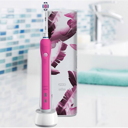 Oral-B Pro 1 750 elektrisk tannbørste gavesett 312499 (rosa)