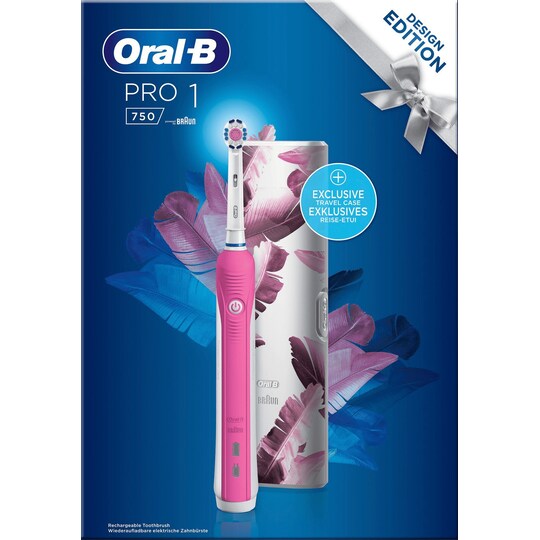 Oral-B Pro 1 750 elektrisk tannbørste gavesett 312499 (rosa)