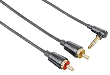 Hama komposittkabel, 90° 3.5 mm jack - 2 x RCA (0.75 m)
