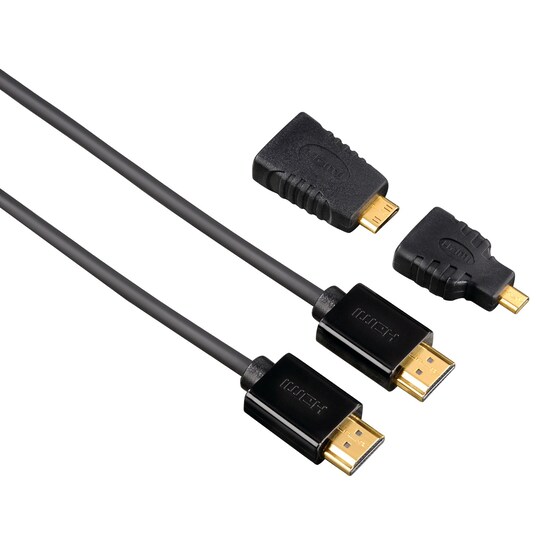 Hama HDMI-HDMI-kabel (1,5 m) + 2 HDMI-adaptere