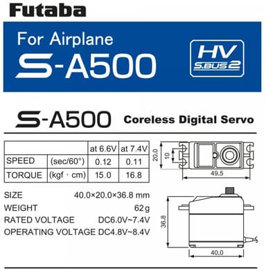 Futaba S-A500 Digital Servo 16.8kg/0.11sek HV