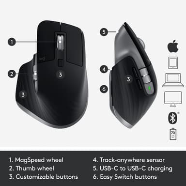 Logitech Mx Master 3 Mac trådløs mus (space grey)