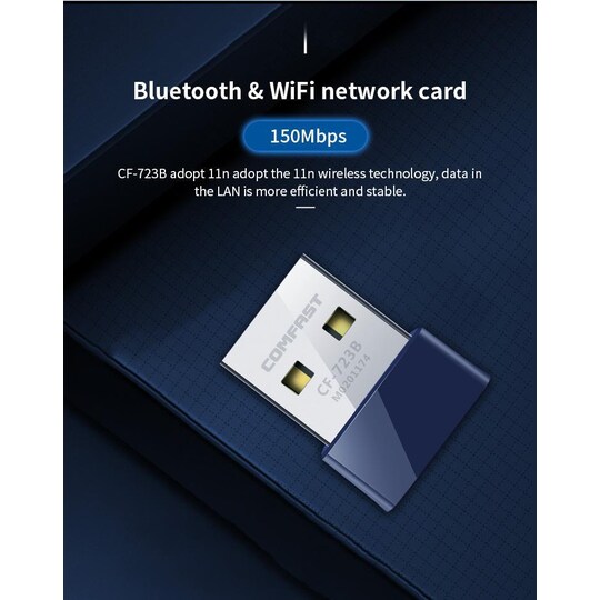 Nettverksadapter 150 Mbps 2,4 GHz WiFi Bluetooth 4.0 - blå