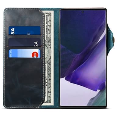 Lommebokdeksel 3-korts ekte lær Samsung Galaxy Note 20 Ultra  - Blå