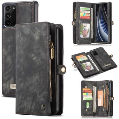 Multi-lommebok CaseMe 11-kort Samsung Galaxy Note 20  - Sort / grå