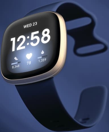 Fitbit Versa 3 smartklokke (midnight/soft gold aluminium)