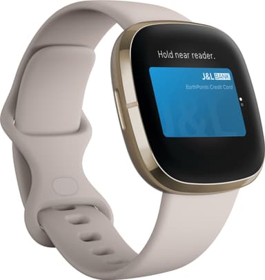 Fitbit Sense smartklokke (lunar white/soft gold rustfritt stål)