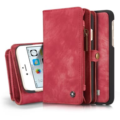 CASEME iPhone 6s 6 Plus Retro Split lommebok-deksel i lær Rød