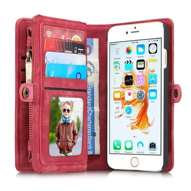 CASEME iPhone 6s 6 Plus Retro Split lommebok-deksel i lær Rød
