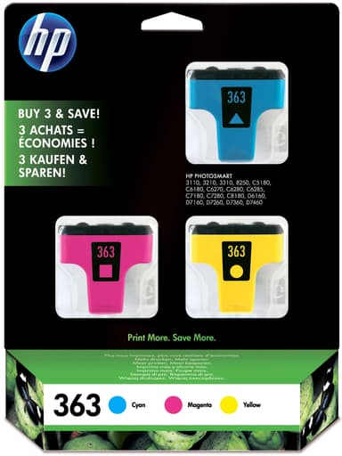 HP blekkpatron 363 Cyan Magenta Gul HP blekkpatron 363 Cyan Magenta Gul