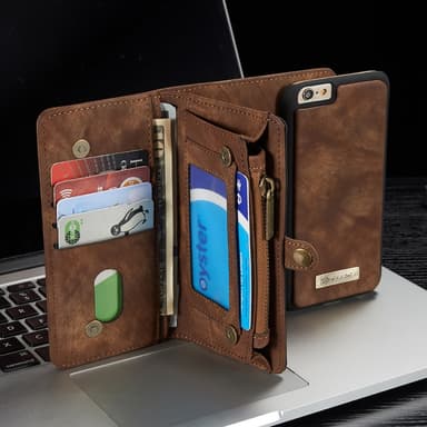 CASEME iPhone 6s 6 Retro Split Lommebok-deksel i Lær - Kaffe