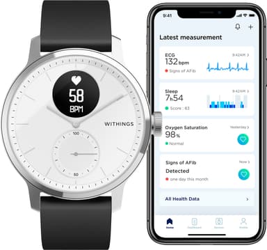 Withings ScanWatch hybrid smartklokke 42 mm (hvit)