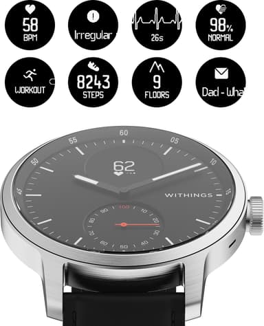 Withings ScanWatch hybrid smartklokke 42 mm (hvit)