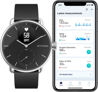 Withings ScanWatch hybrid smartklokke 38 mm (sort)