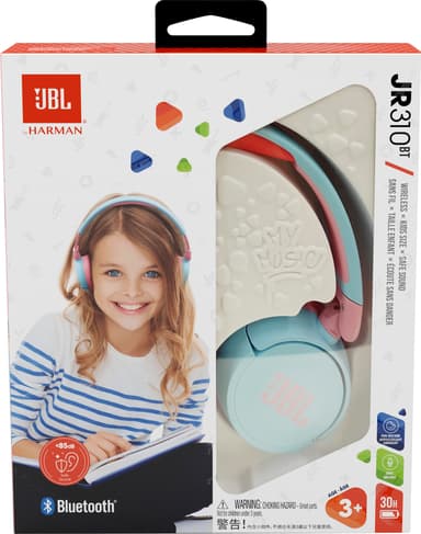 JBL Jr. 310BT trådløse on-ear hodetelefoner (blå/rosa)