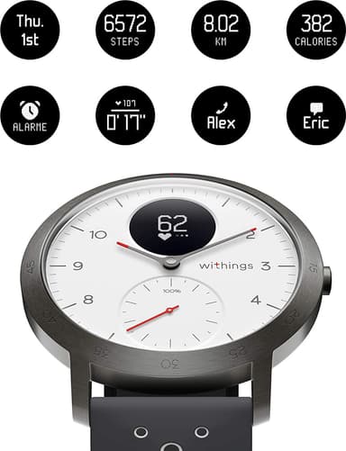 Withings Steel HR Sport hybrid smartklokke 40 mm (hvit/sort)