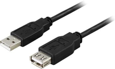 DELTACO USB 2.0 kabel Type A output-Type A input,3m,svart
