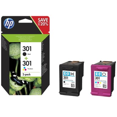 HP blekkpatron 301 Sort Trefargers - 2-pakning