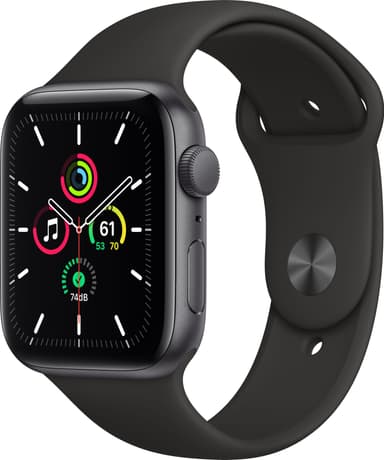 Apple Watch SE 44mm GPS (grå alu/sort sportsreim)