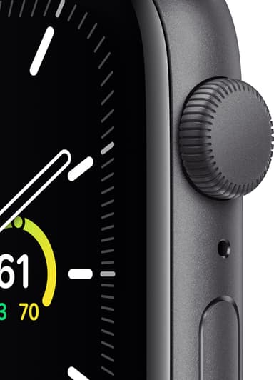 Apple Watch SE 44mm GPS (grå alu/sort sportsreim)