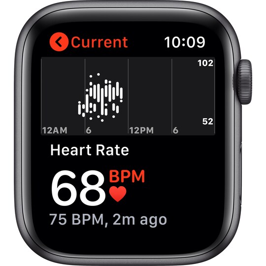 Apple Watch SE 44mm GPS (grå alu/sort sportsreim)