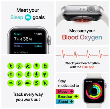 Apple Watch Series 6 44mm GPS (stellargrå/sort sportsreim)