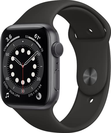 Apple Watch Series 6 44mm GPS (stellargrå/sort sportsreim)