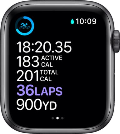 Apple Watch Series 6 44mm GPS (stellargrå/sort sportsreim)