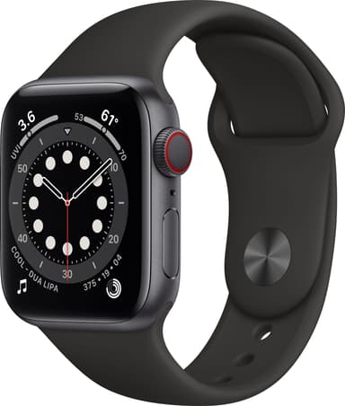 Apple Watch Series 6 40mm GPS+4G LTE (stellargrå/sort sportsreim)