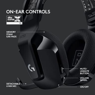 Logitech G733 Lightspeed RGB gaming headset (svart)