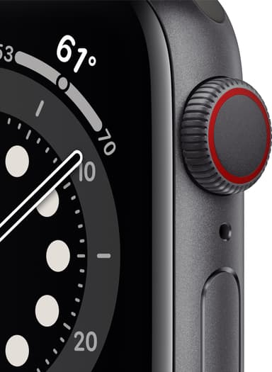 Apple Watch Series 6 40mm GPS+4G LTE (stellargrå/sort sportsreim)