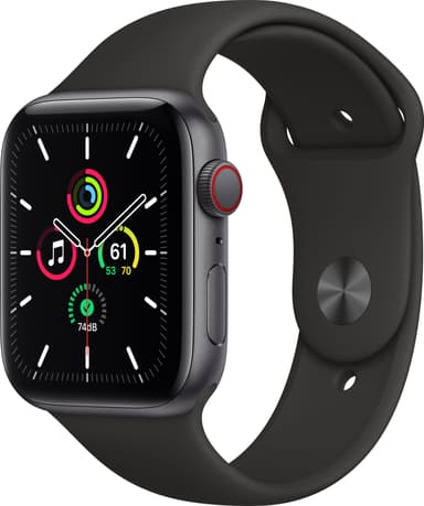 Bilde levert av Elkjøp Apple Watch SE 44mm GPS+4G LTE (grå alu/kullfarget sportsreim) 218297 - levert av Elkjøp