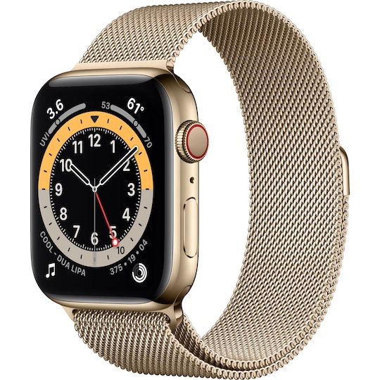 Apple Watch Series 6 44mm GPS+4G LTE (gullfarget stål/gull Mil.-reim)