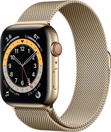 Apple Watch Series 6 44mm GPS+4G LTE (gullfarget stål/gull Mil.-reim)
