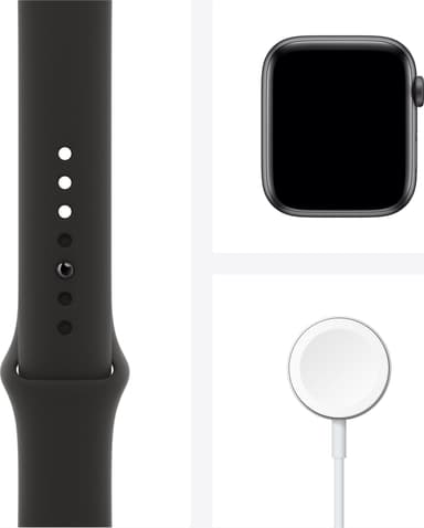 Apple Watch Series 6 44mm GPS+4G LTE (stellargrå alu/sort sportsreim)
