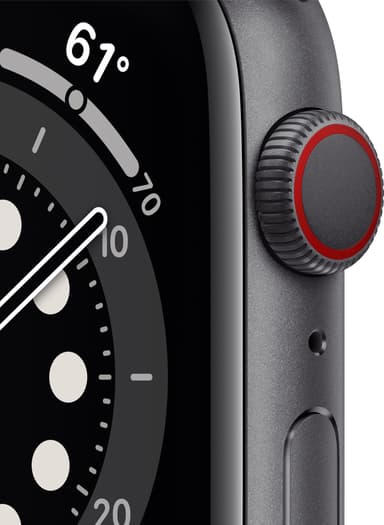 Apple Watch Series 6 44mm GPS+4G LTE (stellargrå alu/sort sportsreim)