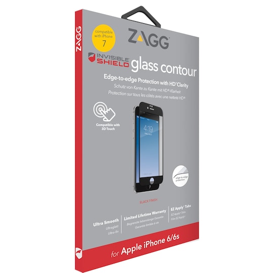 InvisibleShield iPhone 7 skjermbeskytter i glass (sort)